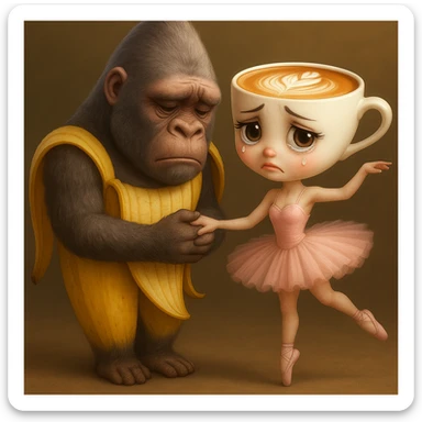 Edit the image to give both characters different sad expressions, keeping their original style, outfits, and colors exactly as in the reference image. sticker