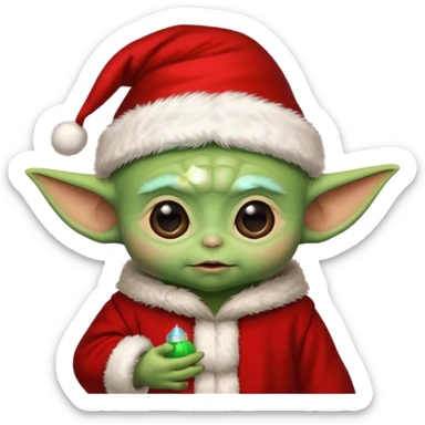 baby yoda santa sticker