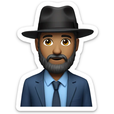Bearded Hasidic Man in blue button down shirt, blazer, black fedora  sticker