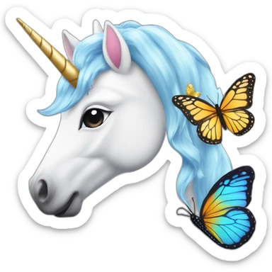 Unicorn with a butterfly  sticker