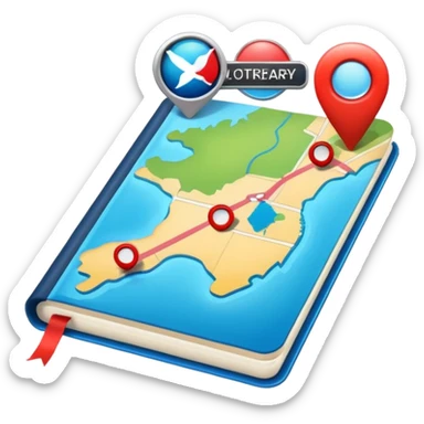 travel itinerary with map and checklist, no text or letters sticker