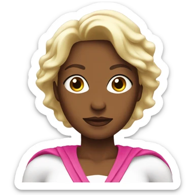 White Super woman in pink sticker