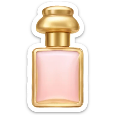 Gold glass perfume with a light pink lid  sticker