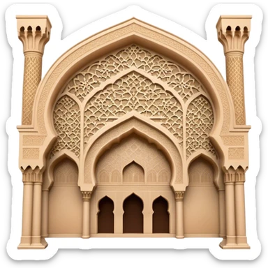 Cinematic Realistic Alhambra Landmark Emoji, capturing the intricate Moorish architecture, ornate arches. sticker