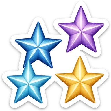 three simple sparkle stars, each star has a different fabric pattern sticker