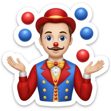 circus juggler juggling balls blue and white and red sticker