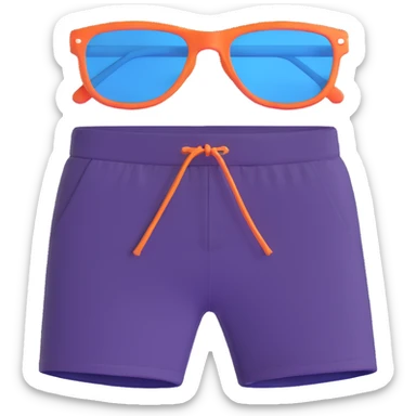 beach swim shorts and separate sunglasses arranged together in same image sticker