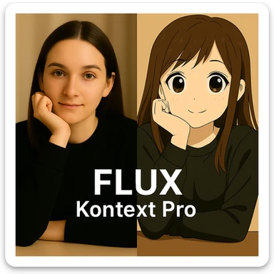 same similar image but chnage the text to "Flux Kontext Max" sticker