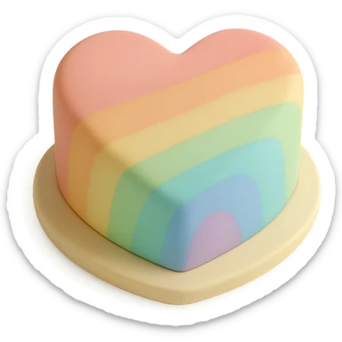 heart-shaped fondant cake with rainbow ombre sticker