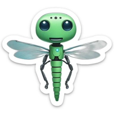 dragonfly robot with funny emotions sticker