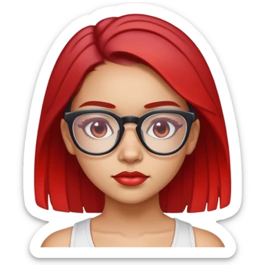 Girl with Red highlights, clear glasses, white croptop, Puerto Rican sticker