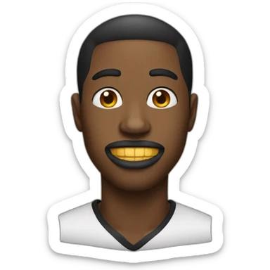 a black guy with a gold mouth grill sticker