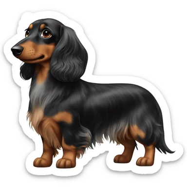 Longhaired black merle dachs in full body sticker