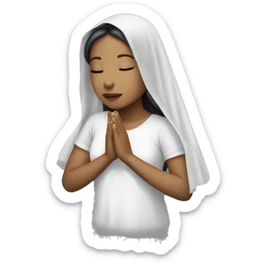 Light skin girl praying with white veil  sticker