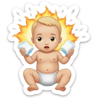 Baby blowing up a diaper sticker