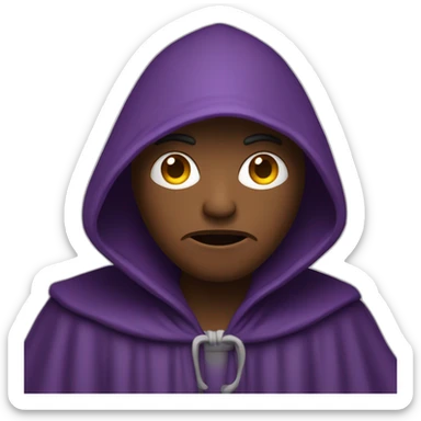 Purple robed hooded person starting into the camera angry face mean sticker