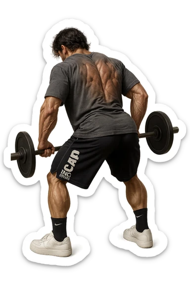 lascia questa immagine identica ma aggiungi fasci muscolari e spina dorsale sulla sua schiena, iperealistico 4k sticker