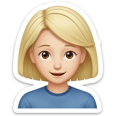 Face with blushing expression, tuck invisible hair behind ear. Looking down and smiling  sticker