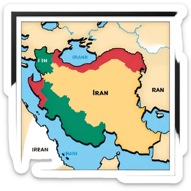 Black map of Iran sticker
