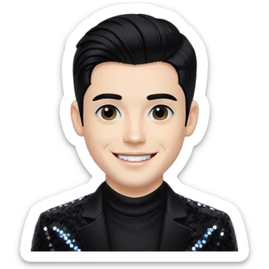 Sugar Bones, Male Electropop Singer from Confidence Man with black hair, black sequin outfit sticker