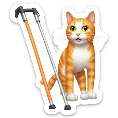 Orange cat on crutches  sticker