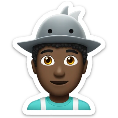 gay black man with with a shark hat sticker