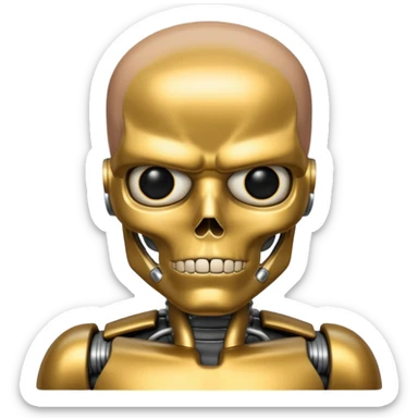 terminator with no hair gold silver bronze  sticker