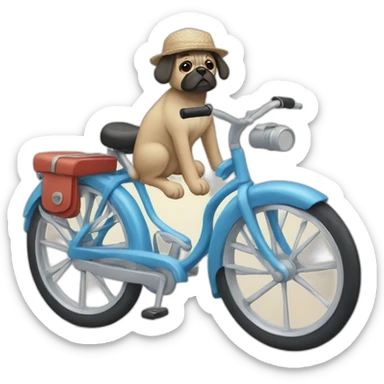 Mops with hat on a bike sticker