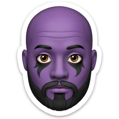 bald purple bearded man with black face tattoo sticker