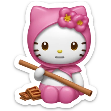 Hello kitty eating cinnamon  sticker