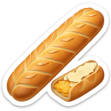 baguette bread object icon, crispy golden crust, detailed bread texture, 3D cartoon, mobile game icon style, centered, clean background, soft shadow, no text, no watermark
 sticker