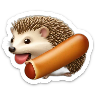 Hedgehog licking sausage sticker