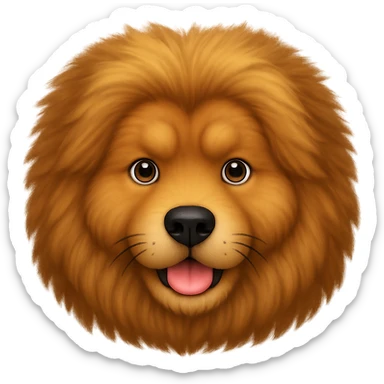 Make the Tibetan Mastiff's fur even fluffier in the style of apple emojis, with no background. sticker