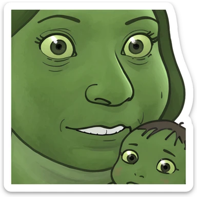 Mum giving child suncream on holiday sticker