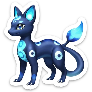 Nebulae Salandit-Meowstic-Umbreon-Fakémon-hybrid-creature (full body)  sticker