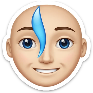 A face split diagonally: one half smiling, the other half with a blue tear.  sticker
