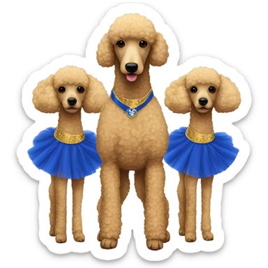 Aerobic poodles with royal blue and gold tutu with poodles on it sticker