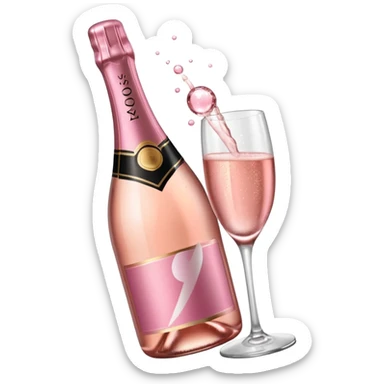 bottle of sparkling rose champagne tilted sideways sticker