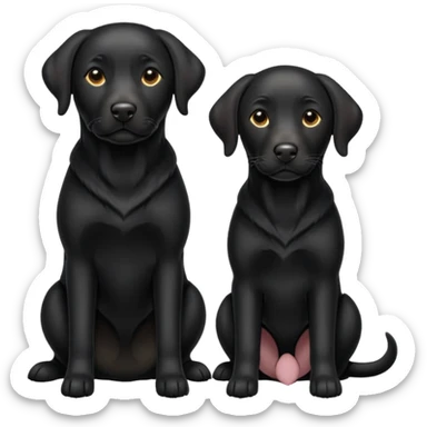 2 black Labrador retrievers one is medium sized one is larger sticker