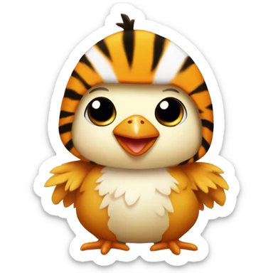 Baby chicken wears tiger costume sticker