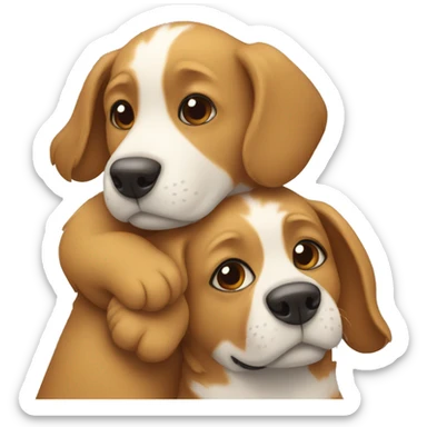 Two dogs are hugging sticker
