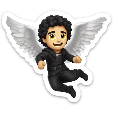 dark angel falling from the sky, caucasian dark haired man sticker
