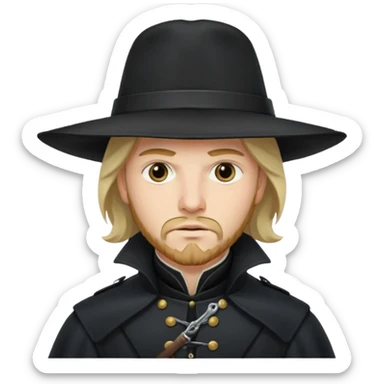 Athos, musketeer in black trench coat sticker