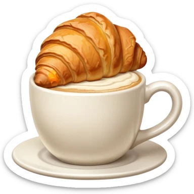 Croissant near cappuccino sticker