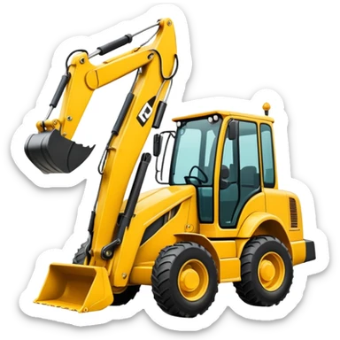 backhoe loader with a construction hat sticker