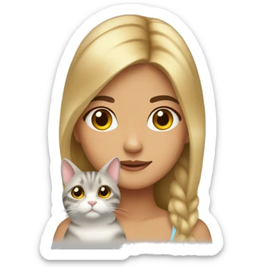 Girl and cat golden chinchilla  sticker