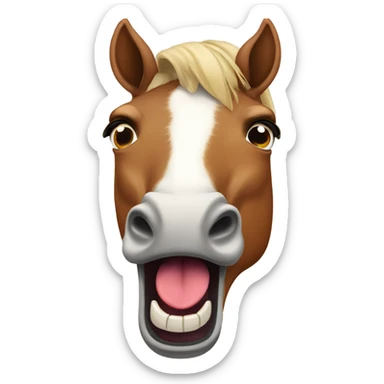 Horse shocked with mouth open sticking out tongue sticker