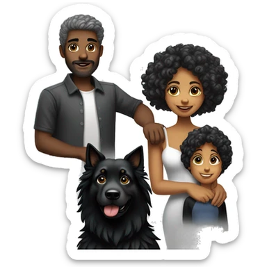 Casal mulher brana e cabelo preto homen negro e cachorro preto tipo lobo sticker