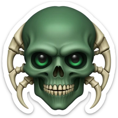 HR giger, wires dark green flesh undead sorcerer, head. bones and skin sticker