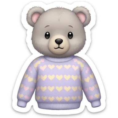 
gray teddy bear in a pastel sweater sticker